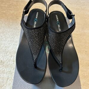 Andrew Geller Black Rhinestone Sandals